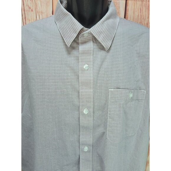 Travis Mathew Mens Cotton Blend Tan Striped Shirt XL Short Sleeve Button-Up - Picture 3 of 8